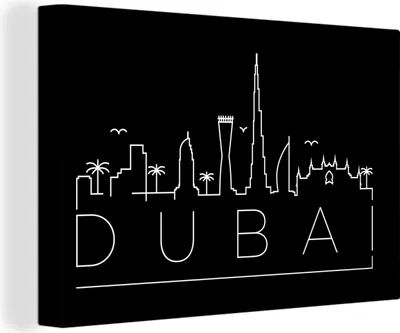 Obrázok produktu pre OneMillionCanvasses® - Výtlačky na plátne - 140x90 cm, Skyline "Dubaj" čierna, nástenná umelecká tlač nástenná dekorácia