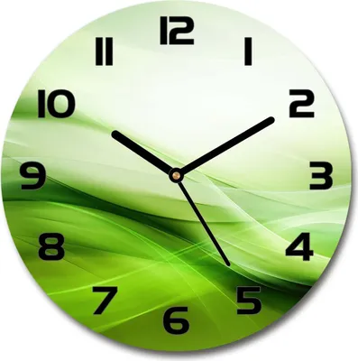 Produktbild von Wanduhr aus Glas 30fi Glasbild Glasuhr Gehärtetes Glas - schwarze-zeiger - Green waves background
