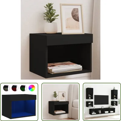 Immagine prodotto di The Living Store Comodino a parete con luci LED nero