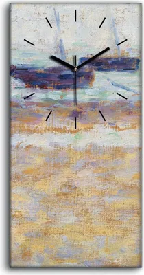 Produktbild von Leinwand Uhr Küche Wohnzimmer Bild 30x60 Malerei Abstrakte Küste Schiffe Strand - schwarze Hände