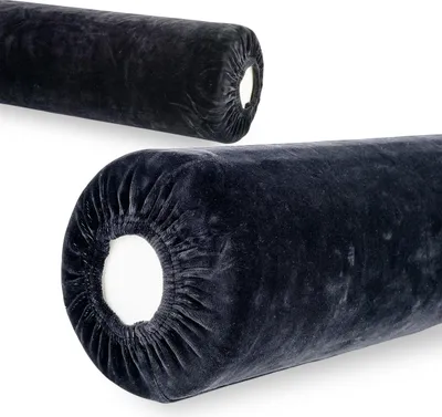 Obrázek produktu pro Habys velurový potah pro polštářek pod krk | 15 x 60 cm | Napínací potah s gumou | Masážní fyzioterapeutický wellness | Černý