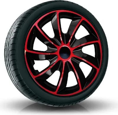 Produktbild von Radkappen Radzierblenden (4Stück) 17 Zoll rot/schwarz QUAD Z458761