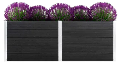 Produktbild von Garten-Hochbeet 250 x 100 x 91 cm WPC Grau, Palettenrahmen, Hochteich, Gemüsebeet, Kräuterregal Balkon, Blumenbeet, Kräuterspirale, Tomatenbeet, Pflanzhochbeet