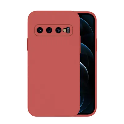 Produktbild von Hülle für Samsung Galaxy S10 mit 9H Displayglas Displayschutz Plus Case Cover Bumper Silikon Softgrip Schutzhülle Farbe: Rot