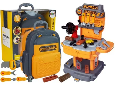 Produktbild von Lean Toys Orange-grauer Rucksack Werkzeugsatz