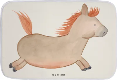 Produktbild von Mr. & Mrs. Panda Badvorleger Pferd Springen - Weiß - Geschenk, Stall, Pferde, Badezimmerteppich, Pony, Reiten, Pferdestall, Duschvorleger, duschmatte, Landwirtin