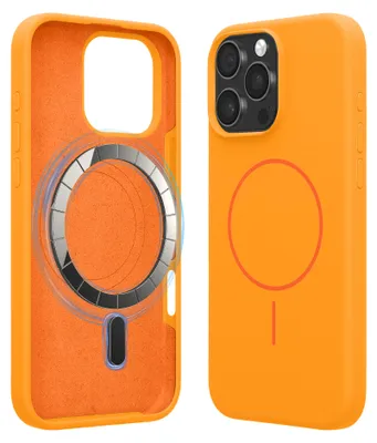 Produktbild von kwmobile Handyhülle für Apple iPhone 16 Pro Max - Hülle für MagSafe - Hülle für iPhone 16 Pro Max Case - Silikon Rückseite magnetisch in Fruity Orange