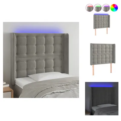 Produktbild von vidaXL LED Kopfteil Hellgrau 83x16x118/128 cm Samt -  Kopf- & Fußenden