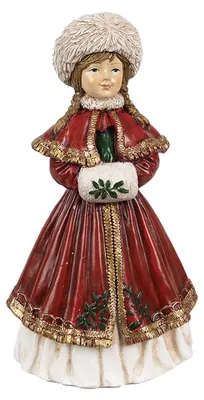 Immagine prodotto di Clayre & Eef Figurina ragazza 9x7x17 cm in poliresina rossa