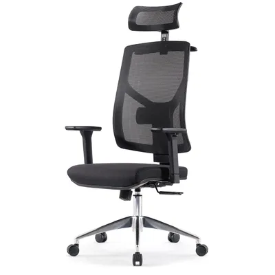 Obrázok produktu pre SUPERKANCL kancelárska stolička M87B ALU PDH, otočná stolička do 150 kg, 3D-opierka hlavy, bedrová opierka, 3D-opierky, čierna