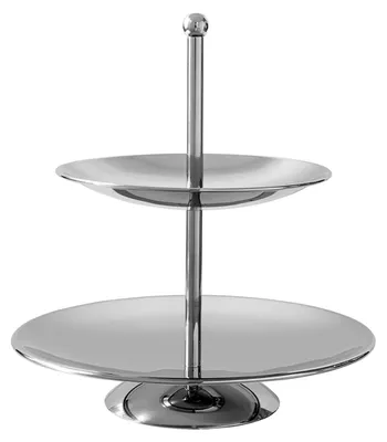 Produktbild von FINK Etagere SAMUEL 2-stöckig - Servierständer aus Edelstahl, silber, H 23 cm, Ø 21 cm, Kuchenetagere für Kaffeetafel