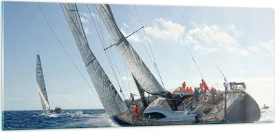 Produktbild von Bilder auf glas - Segelschiff Meer - 100x40cm - Glasbilder - Wandbilder - Kunstdruck - zum Aufhängen bereit - Wanddekoration aus Glas - Glas Bilder - Wandbild auf Glas - Einteilig - GAB100x40-4032