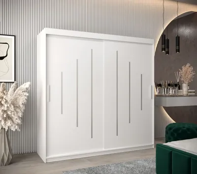 Obrázok produktu pre Elegantná šatníkková skriňa s posuvnými dverami Erika 200 vo farbe biela