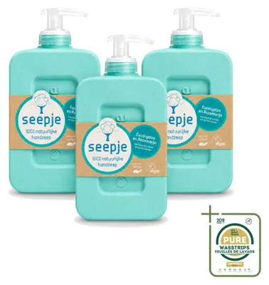 Image de 3 savons pour les mains Seepje, eucalyptus et romarin - 300 ml - Pack économique - 3 pièces
