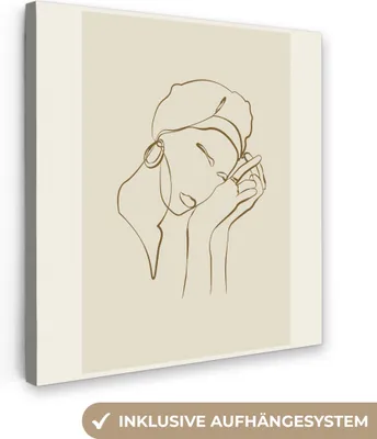 Produktbild von MuchoWow® - Leinwandbilder - Frau - Linienkunst - Zitate - Text, Wandbild, Wanddeko Bilder Wohnzimmer, 20x20 cm
