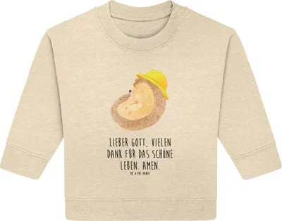 Produktbild von Mr. & Mrs. Panda Organic Baby Pullover Igel Beten 24. - 36. Monat - Natural Raw - Geschenk, Sonnenhut, Genießen, Bullover, Lustige Sprüche, Leben, Gott