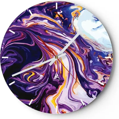 Produktbild von Wanduhr - Rund - Glasuhr - Abstraktion modern - 40x40cm - Schleichendes Uhrwerk - Lautlos - zum Aufhängen bereit - Dekoration Modern - Wanddekoration aus Glas - C3AR40x40-4084