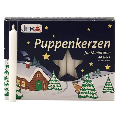 Produktbild von 1 Päckchen EWA Jeka - 40 Puppenkerzen - Ø 7 mm Länge 65 mm - 40 / 100 Weiss