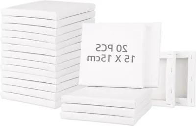 Zdjęcie produktu dla 20 sztuk białego płótna bawełnianego o wymiarach 15 x 15 cm, przeznaczonego do farb olejnych i akrylowych