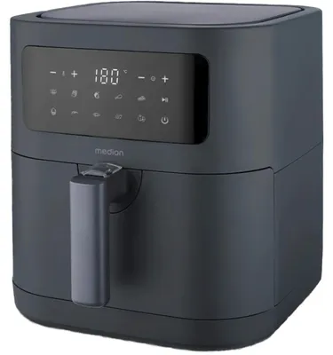 Immagine prodotto di Friggitrice ad aria calda MEDION E40 XL (5,2 litri, friggitrice ad aria, 2.150 watt, 9 programmi automatici, funzione di cottura, frittura senza olio, pannello di controllo touch, display LED, ILAG PFAS-free) grigio opaco