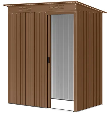 Produktbild von Metall-Gartenhaus mit Belš¹ftung und Schiebetš¹r, 159 x 106 x 181 cm, braun