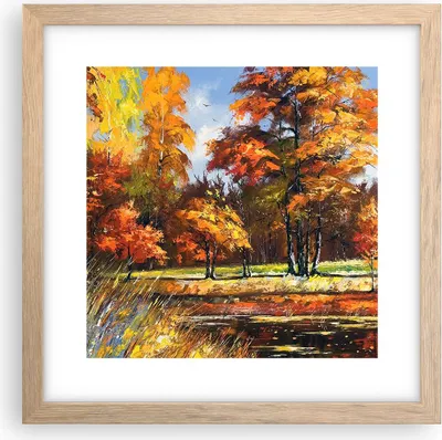 Produktbild von Gerahmtes Poster - Rahmen in heller Eiche - Park Herbst Wasser - 30x30 cm - Wand Bild - Wanddeko - Wandbilder - Wandposter - Bilderrahmen - Bilder - Kunstdruck - Wandbild - P2NAC30x30-3536