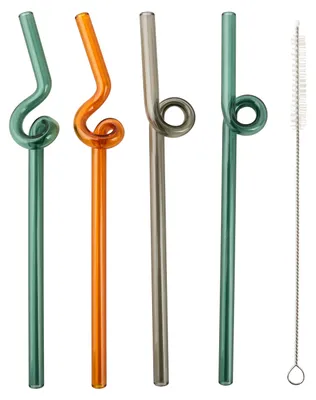 Productafbeelding van Glazen drinkrietjes Peter, set van 4, kleurrijk, 20 cm