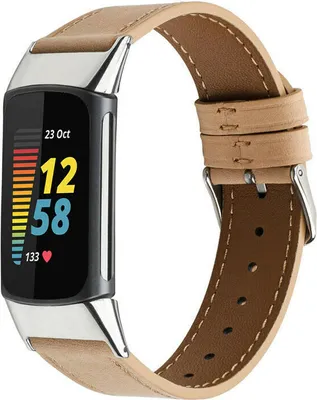 Produktbild von Strap-it Fitbit Charge 5 Lederarmband (Aprikose)