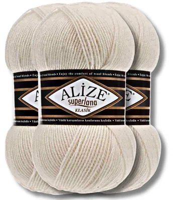 Obrázek produktu pro Alize 3x 100g Superlana Klasik, příze, univerzální barva, vhodná pro háčkování a pletení (62)