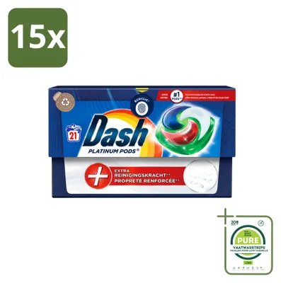 Produktbild von 15 x Dash Platinum Pods - Waschmittelkapseln für weiße und bunte Wäsche - Großpackung - 15 Stücke