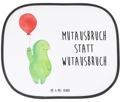 Produktbild von Mr. & Mrs. Panda Auto Sonnenschutz Schildkröte Luftballon - Weiß - Geschenk, Seitenscheibe, Motivation, Sonnenblende, saugnapf, Schildkröten, Motivationsspruch, mutig