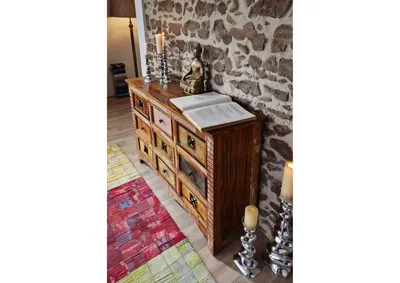 Produktbild von MASSIVMOEBEL24 Kommode Altholz 130x40x85 mehrfarbig lackiert NATURE OF SPIRIT #59