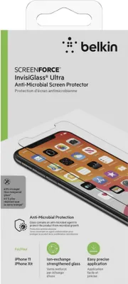 The image shows the packaging of a screen protector for an iPhone.