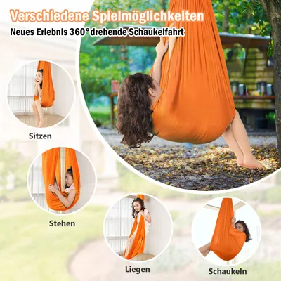Obrázek produktu pro Dětská houpačka Hammock, vnitřní venkovní 360° senzorická houpačka Elastická houpačka pro děti Chlapci Dívky s autismem ADHD SPD Asperger's, Orange