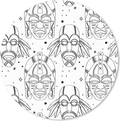 Produktbild von MuchoWow® Mauspad Mousepad Inka - Masken - Muster - Schwarz und weiß 20x20 cm - Mousepads - Maus Mat - Pad - Mausunterlage - Schreibtischmatte