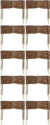 Produktbild von 10 x Beeteinfassung aus Weide 16 Größen ( Länge: 30 cm Höhe: 10 cm ) Weidenzaun Rasenkante Beetbegrenzung Steckzaun imprägniert mit Buchepflöcken für leichtes Einsetzen Palisade