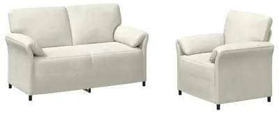 Image de Ensemble de canapés vidaXL, 2 pièces, couleur crème, revêtement en velours