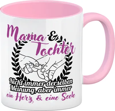 Produktbild von Mama und Tochter - ein Herz & eine Seele Kaffeebecher in rosa