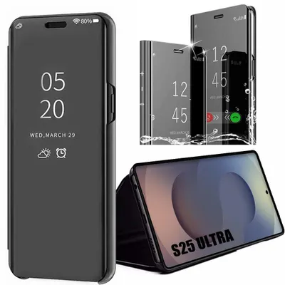 Image de Coque pour Samsung Galaxy S25 Ultra, Effet Miroir Design Protection Intégrale Antichoc - Noir
