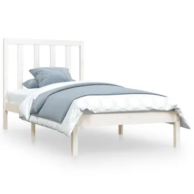 Image de vidaXL Lit en bois massif pin blanc 75x190 cm