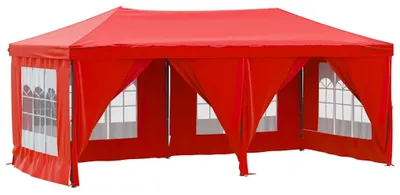 Produktbild von vidaXL Partyzelt Faltbar mit Seitenwänden Rot 3x6 m