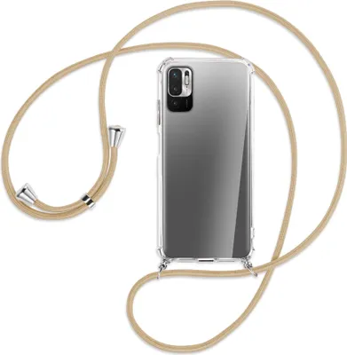 Produktbild von Handykette Backcover-Schutzhülle mit Band (Metall silberfarben) für Xiaomi Redmi Note 10 5G - caramel