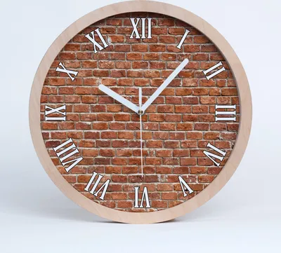 Produktbild von Holzuhr 20fi cm wanduhr - weiße Spitzen - Ziegelwand