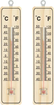 Produktbild von com-four® 2x Thermometer - Holz-Thermometer für drinnen - Temperaturmesser mit Skala in Grad Celsius und Grad Fahrenheit