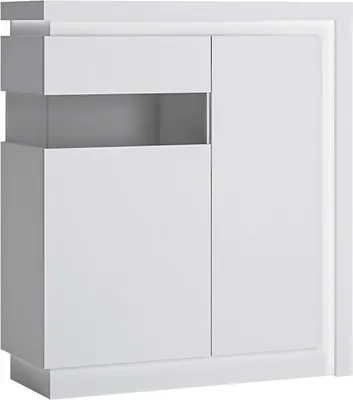 Produktbild von Highboard mit Beleuchtung, 108 cm breit, in weiß Hochglanz LYNDHURST-129, B/H/T ca. 108/124/42 cm