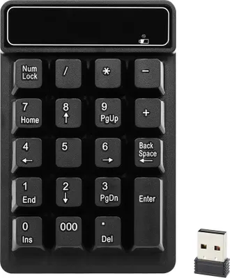 Obrázek produktu pro 2.4Ghz bezdrátová numerická klávesnice Mechanická klávesnice s číselnou klávesnicí 19 kláves s / USB přijímačem Vodotěsná pro notebook Stolní PC Notebook černá