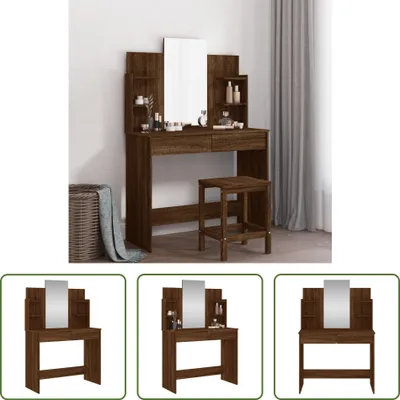 Produktbild von The Living Store Schminktisch mit Spiegel Braun Eichen-Optik 96x39x142 cm