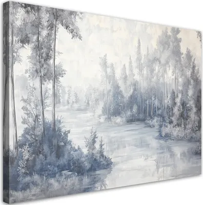 Produktbild von Feeby - Leinwand Bilder - Fluss Natur Bäume - 45x30 cm - Deko Wohnzimmer - Wandbilder Schlafzimmer - Deko Aesthetic - Wand Deko - Leinwand Groß - Deko Zimmer - Leinwandbilder XXL