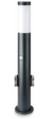 Produktbild von V-TAC Poller-Außenleuchte VT-838, IP44, E27, Edelstahl, PIR-Sensor. Steckdose, 600mm, VT-8976, grau