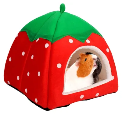 Produktbild von Kuschelhöhle für Meerschweinchen und Kaninchen, Warmes Winterhaus für Kleintiere, Rote Ausführung XS